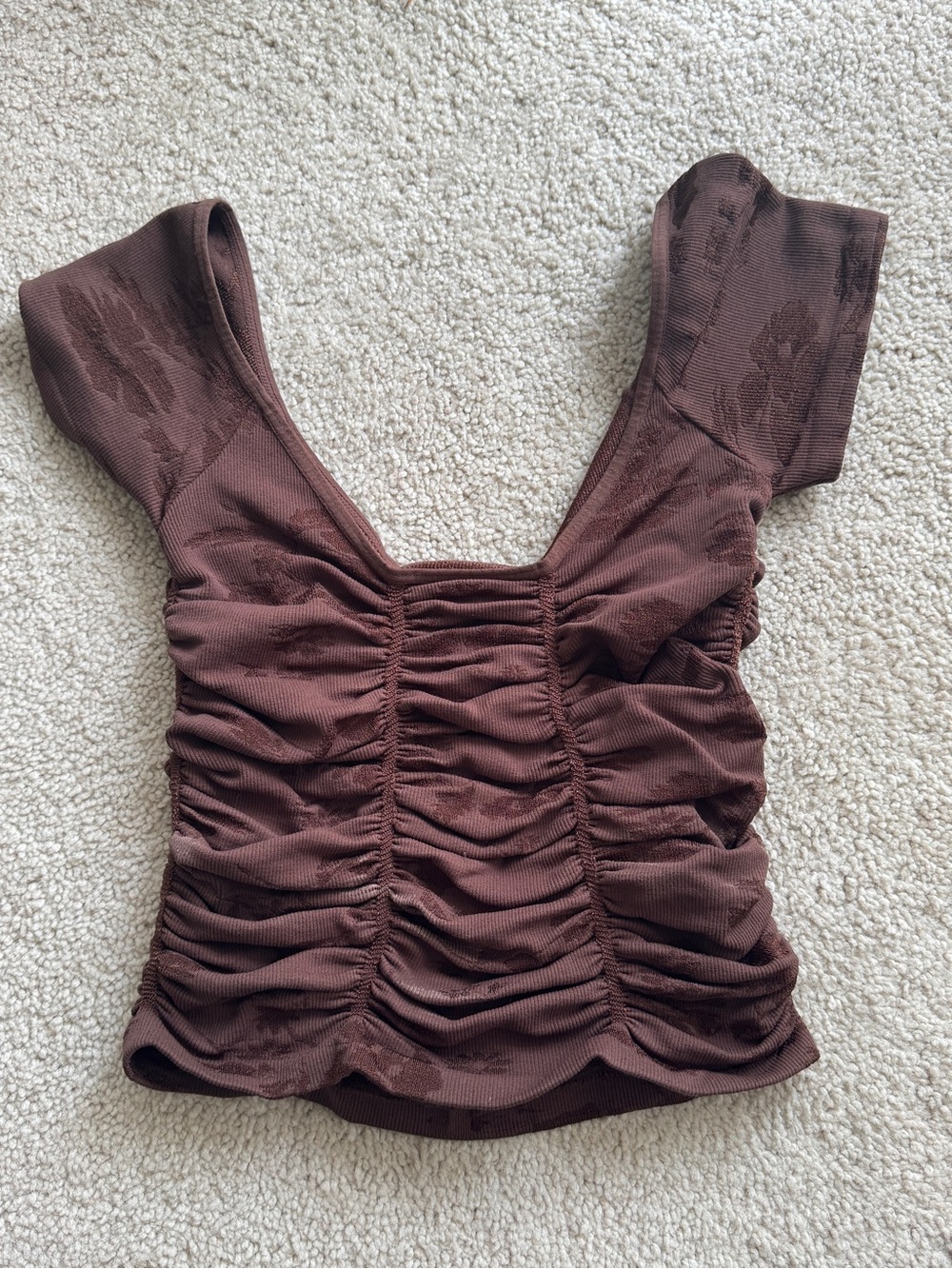 Free People Chocolate Brown Ruched Crop Top